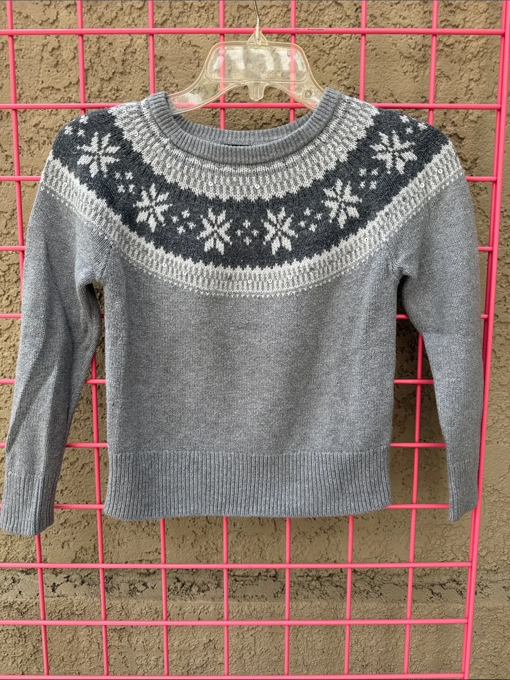 Light gray/silver GAP Snowflake Yoke Sweater